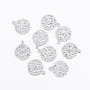 Flat Round Brass Flower Filigree Findings Charms Pendants KK-O015-05S-1