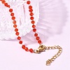 304 Stainless Steel with Glass Faceted Rondelle Bead Handmade Link Chain Birth Stone Necklaces for Women NJEW-G195-01G-02-2