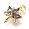Brass Micro Pave Cubic Zirconia Pendants KK-K401-33G-3