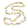 Brass Enamel Evil Eye Link Chain Necklaces NJEW-G183-01G-03-4