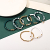 8Pcs 1Bag Rugby Polymer Clay Heishi & CCB Plastic Beaded Stretch Bracelets Set BJEW-PA0001-12D-3