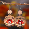 Turkey Pattern Wood Dangle Earrings FS-WGDB545-03-1