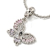 Rack Plating Brass Pave Colorful Cubic Zirconia Butterfly Pendant Necklaces NJEW-A031-04P-2