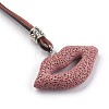 (Jewelry Parties Factory Sale)Adjustable Synthetic Lava Rock Pendant Necklaces NJEW-P237-C01-2