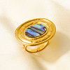 304 Stainless Steel with Oval Natural Shell Cuff Open Rings for Women LF4913-4-1