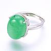 Adjustable Oval Natural Agate Finger Rings RJEW-P059-F-2