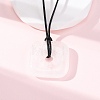 Natural Quartz Crystal Square Pendants Black PU Leather Cord Necklaces NJEW-K285-01A-3