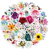 50Pcs Spring PVC Waterproof Self-adhesive Flower Stickers PW-WG68058-01-3