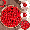 Spray Painted Round Natural Schima Wood Beads WOOD-PA0001-81C-01-6