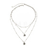 Brass Iron and Acrylic Square Pendant Satellite Chain 3 Layer Necklaces for Women WGDC8C8-02-3