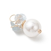 Natural Aquamarine Chip with Copper Wire Wrapped Shell Pearl Pendants PALLOY-JF04951-02-3