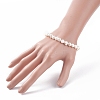 Natural Pearl Beaded Bracelet with Brass Paperclip Chains for Women BJEW-JB07920-01-3