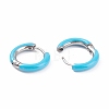 Two Tone 304 Stainless Steel Chunky Huggie Hoop Earrings with Enamel for Women EJEW-C043-11-07P-3