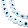 Handmade Evil Eye Lampwork Flat Round Bead Strands X-LAMP-L058-8mm-14-3