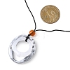Acrylic Oval Pendant Black Waxed Polyester Cord Long Necklaces NJEW-JN05678-2