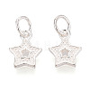 Textured 925 Sterling Silver Star Charms STER-T009-12S-3