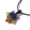 Adjustable Natural Mixed Stone Star Pendant Necklace NJEW-B086-03M-3