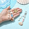 Handmade Porcelain & Natural White Jade & Natural Shell & Glass Pendant Decorations HJEW-YW00516-01-4