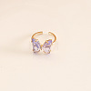 Butterfly Brass Glass Cuff Rings WGB6B8C-03-1