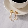 304 Stainless Steel Micro Pave Cubic Zirconia Dangle Stud Earrings for Women SA-CBAABBA-01G-3