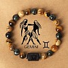 Twelve Constellations Natural Tiger Eye & Picture Jasper & Rhyolite Jasper Round & Column Beaded Stretch Bracelets for Women Men WG6FA5D-05-1