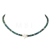 Ocean Synthetic Turquoise Starfish & Chrysocolla and Lapis Lazuli Heishi Beaded Necklaces for Women NJEW-JN06298-4