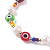 Natural Pearl & Evil Eye Protection Beaded Bracelet for Women BJEW-TA00057-4