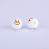 Christmas Printed Round with Snowman Pattern Silicone Focal Beads SI-JX0056A-118-1