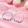 2Pcs Adjustable Natural Gemstone Braided Beads Bracelets for Women BJEW-JB10993-2