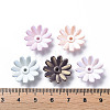 6-Petal Spray Painted Acrylic Bead Caps MACR-S373-48J-4