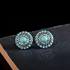 Synthetic Turquoise Stud Earrings EJEW-C178-06A-3