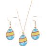 Easter Egg Alloy Enamel Pendant Necklace & Dangle Earrings Sets FS-WG38758-09-2