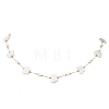 304 Stainless Steel & Natural White Shell Butterfly Cross Heart Link Chain Necklaces for Women NJEW-JN05808-4