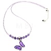 Natural Amethyst Alloy Butterfly Pendant Glass Seed Beaded Necklaces for Women TG9550-5-1