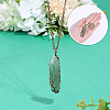 1Pc Natural Green Aventurine Bullet Macrame Pouch Pendant Alloy Chain Necklaces NJEW-PA0001-01A-3