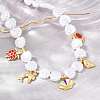 Ocean Brass Enamel Sea Animals Pendant ABS Imitation Pearl Shell Shaped Beaded Necklaces KK-CBA4547-01G-3