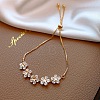 Minimalist Floral & Star Charm Adjustable Gold Bracelet with Crystals for Women ST9907314-1
