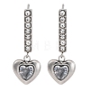 304 Stainless Steel Rhinestone Heart Dangle Stud Earrings EJEW-Q386-03P-4