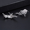 Feather Brass Micro Pave Clear Cubic Zirconia Hoop Earrings FS-WG65436-02-3