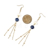 Natural Lapis Lazuli Round with Moon Dangle Earrings EJEW-JE06813-01-4