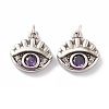 Brass Micro Pave Purple Cubic Zirconia Charms ZIRC-A016-08AS-2
