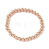 Brass Round Beaded Stretch Bracelets for Men Women BJEW-B148-05D-RG-4