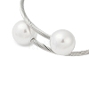 Plastic Imitation Pearl Round Beaded Cuff Bangle BJEW-P310-07P-2