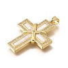 Brass Micro Pave Cubic Zirconia Shell Pendants KK-D328-26G-B-2