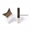 Resin & Walnut Wood Stud Earrings EJEW-N017-004A-5