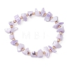 3Pcs 3 Colors Dyed Natural Trochid Shell/Trochus Shell Chip Beaded Stretch Bracelets for Women BJEW-JB13124-3