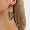Resin & Wood Stud Dangle Earrings for Women WGA542A-01-4