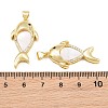 Brass Micro Pave Black Cubic Zirconia with White Shell Pendants CU-CBA9482-02G-07-3
