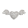 Brass Micro Pave Clear Cubic Zirconia Heart with Bat Wings Connector Charms KK-L229-053P-1