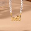 Alloy Crown Birth Year Pendant Imitation Pearl Round White Beaded Necklaces for Women FS-WG173C9-26-1